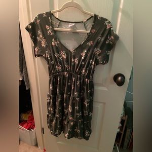 green flowy flower dress